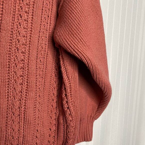 J. Crew Point Sur Boxy Pointelle Cable Knit Pullover Sweater Drop Shoulder Mauve - Picture 6 of 11